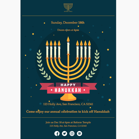 Hanukkah Green Celebration Flyer
